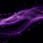 Dois fluxos de luz roxa correndo lado a lado mas fora de sincronia sobre fundo preto, representando GA4 e Google Ads que não batem, em cena escura e roxa.
